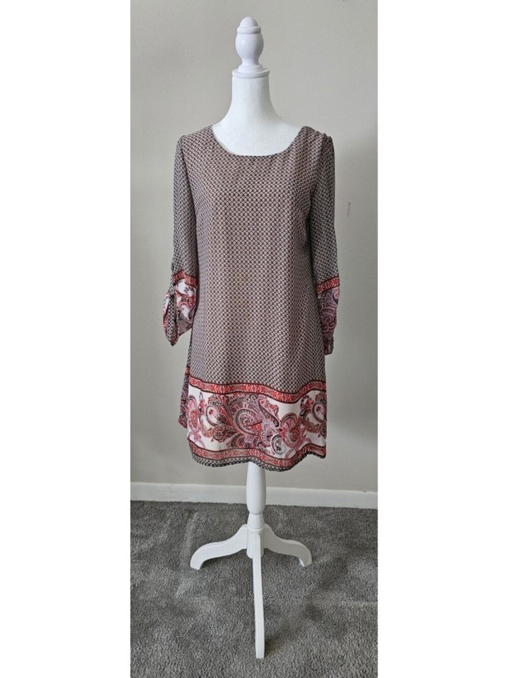 Speechless Womens Paisley Print Tunic Top M 3/4 Sleeve V-Back Boho Eclectic